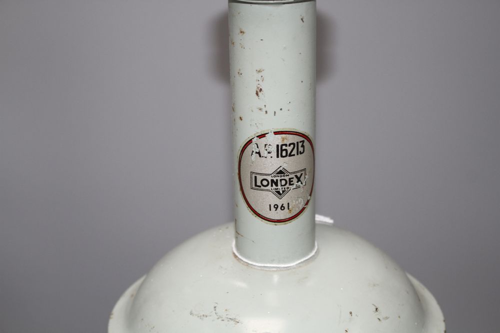 A Londex pale blue Royal Naval floating signal lamp, numbered AP16213 1961, height 53cm